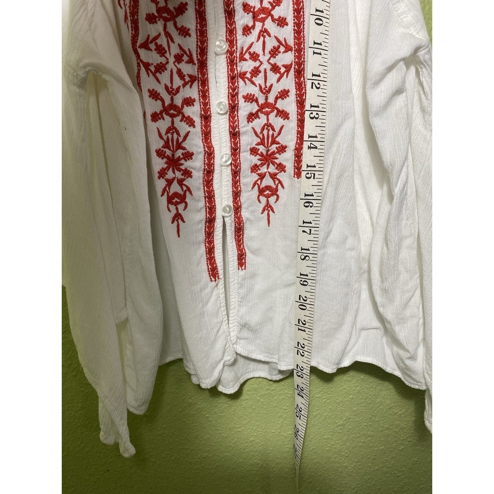 Boho Embroidered Jennifer & Grace Womens Cold Shoulder Top Cotton S‎ Red - Picture 6 of 6